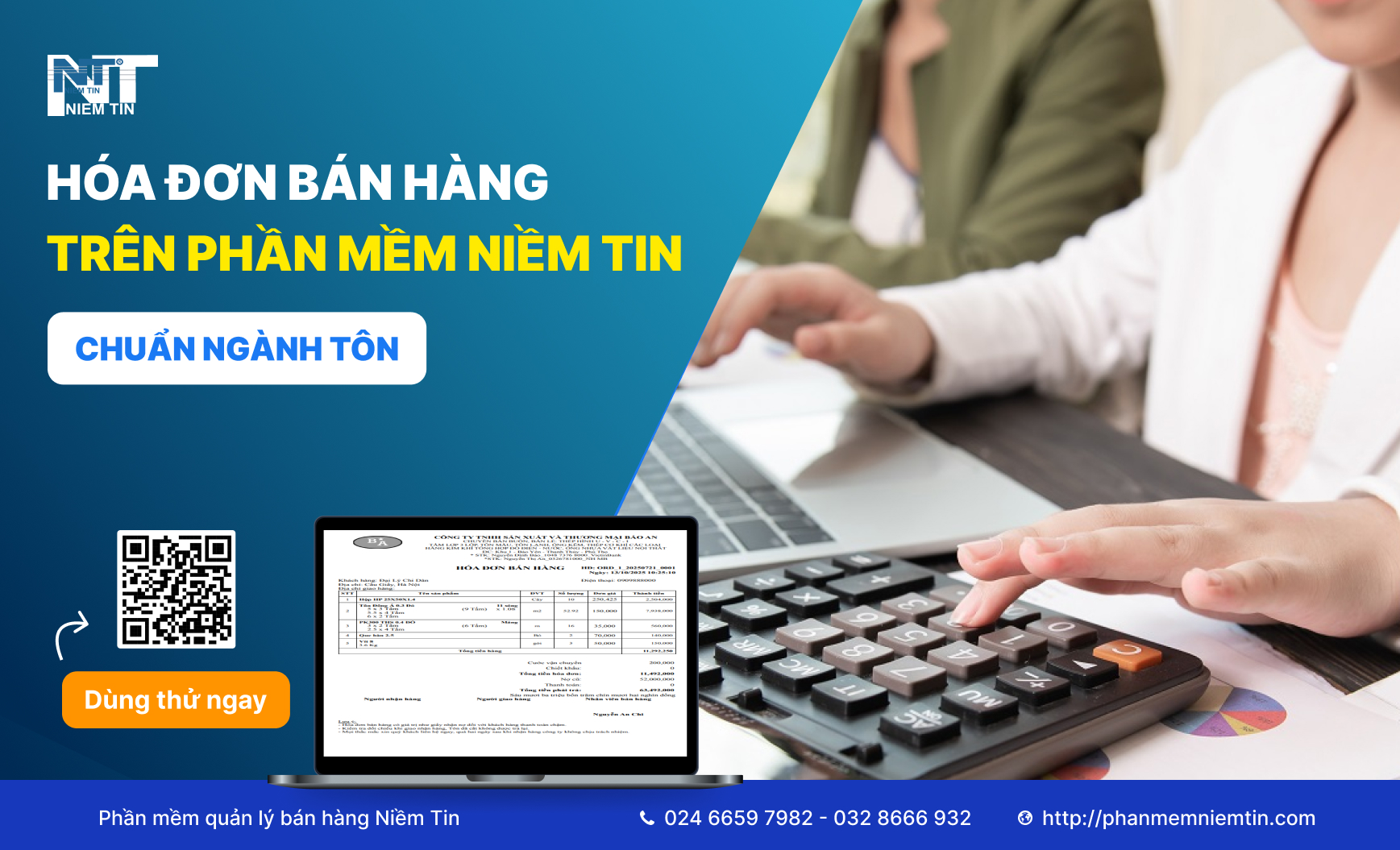 HÓA ĐƠN BÁN HÀNG TRÊN PHẦN MỀM NIỀM TIN - CHUẨN NGÀNH TÔN 