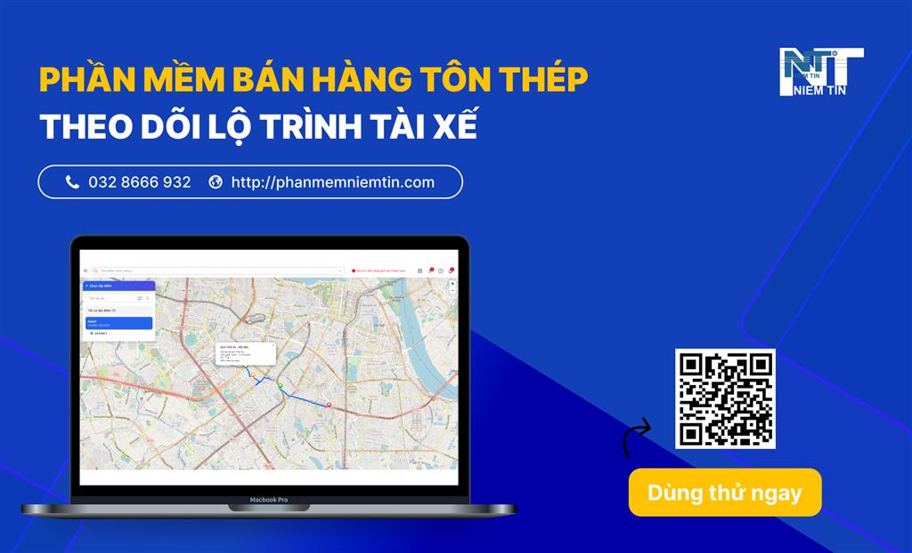 Phần mềm bán hàng theo dõi lộ trình tài xế tôn thép