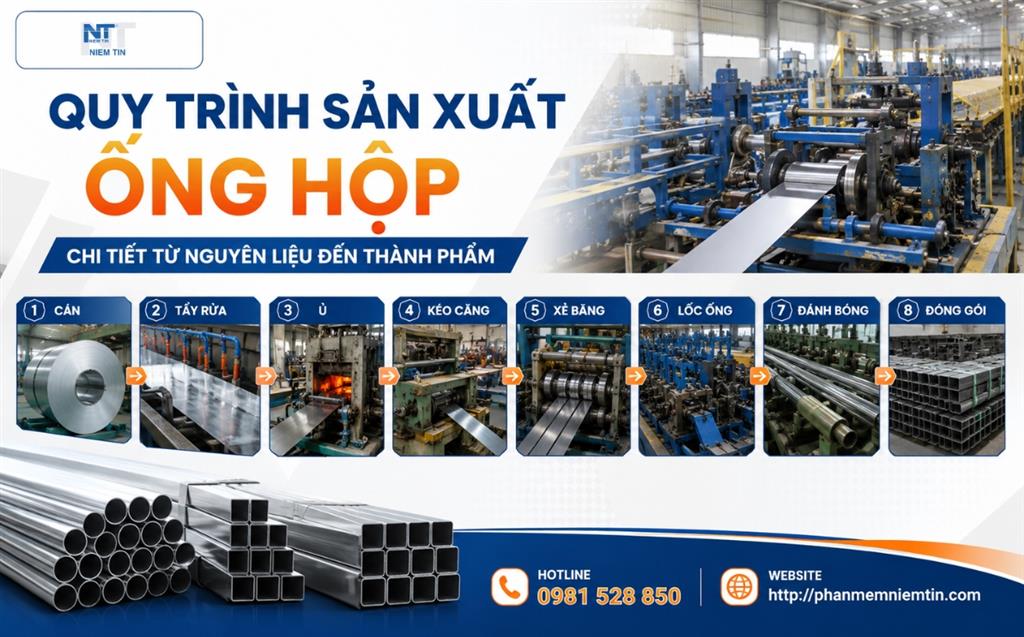 Quy trình sản xuất ống hộp chi tiết từ nguyên liệu đến thành phẩm