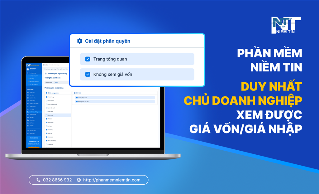 Phần mềm Niềm Tin - phân quyền xem giá vốn linh hoạt